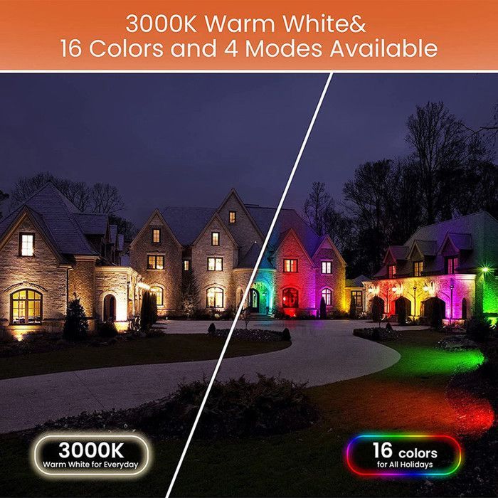 Focos LED RGB para exteriores con estaca, 6W IP65, resistentes al agua, para jardín, con control remoto para césped - Paquete de 2