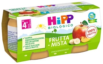 Puré de frutas mixtas orgánico HIPP Hipp 2x80 g de zumo de plátano, manzana, albaricoque y naranja