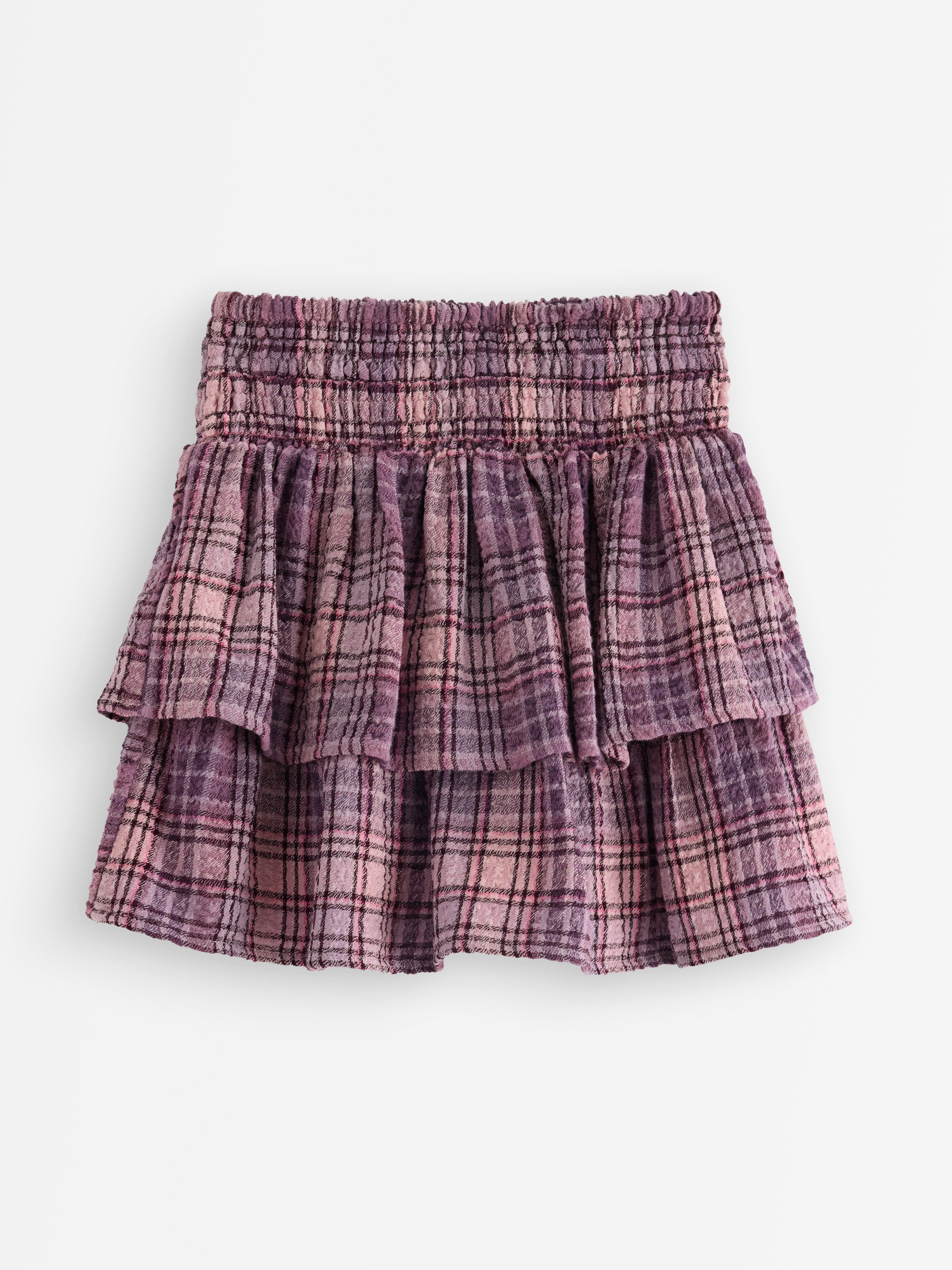 Rutig volangkjol Dusty Pink