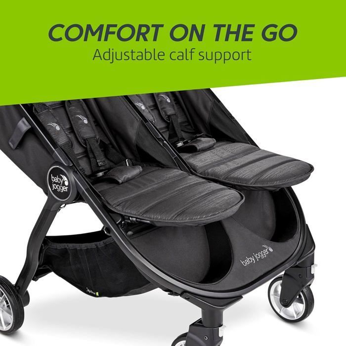 Poussette Double Baby Jogger City Tour 2 Légère et Pliable - Pitch Black
