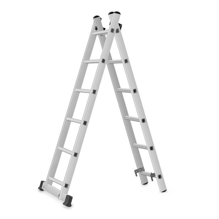 Escalera modular de aluminio de 2 secciones, andamio, escalera de tijera, plataforma de trabajo, 6 peldaños