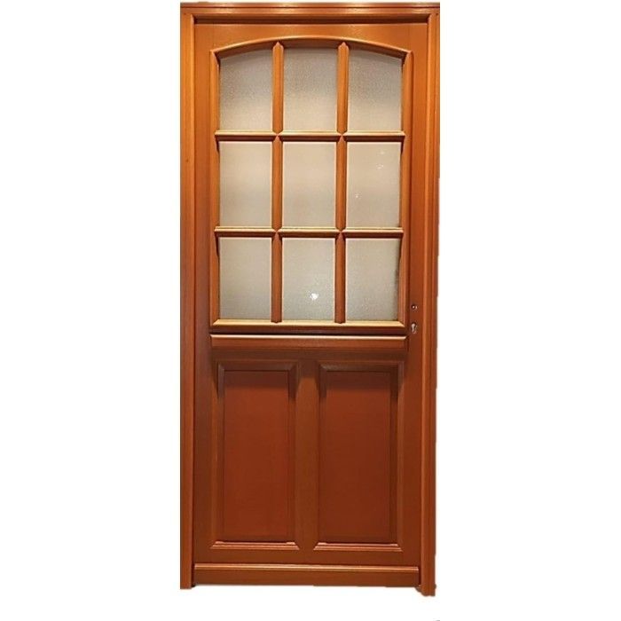 Puerta de entrada de madera acristalada Alena, 215 cm de alto x 80 cm de ancho, lado izquierdo