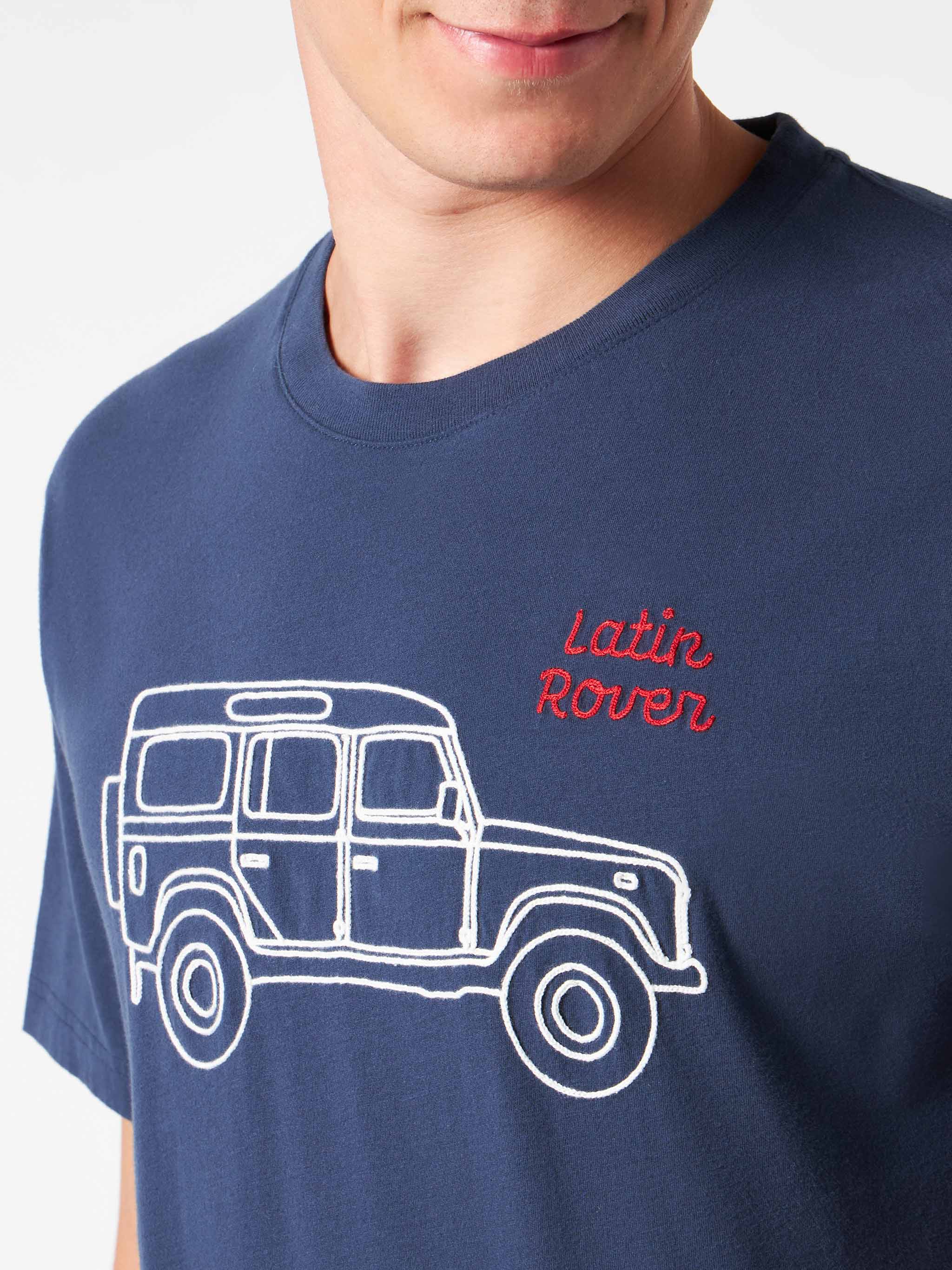 Latin Rover geborduurd T-shirt van zwaar katoen voor heren