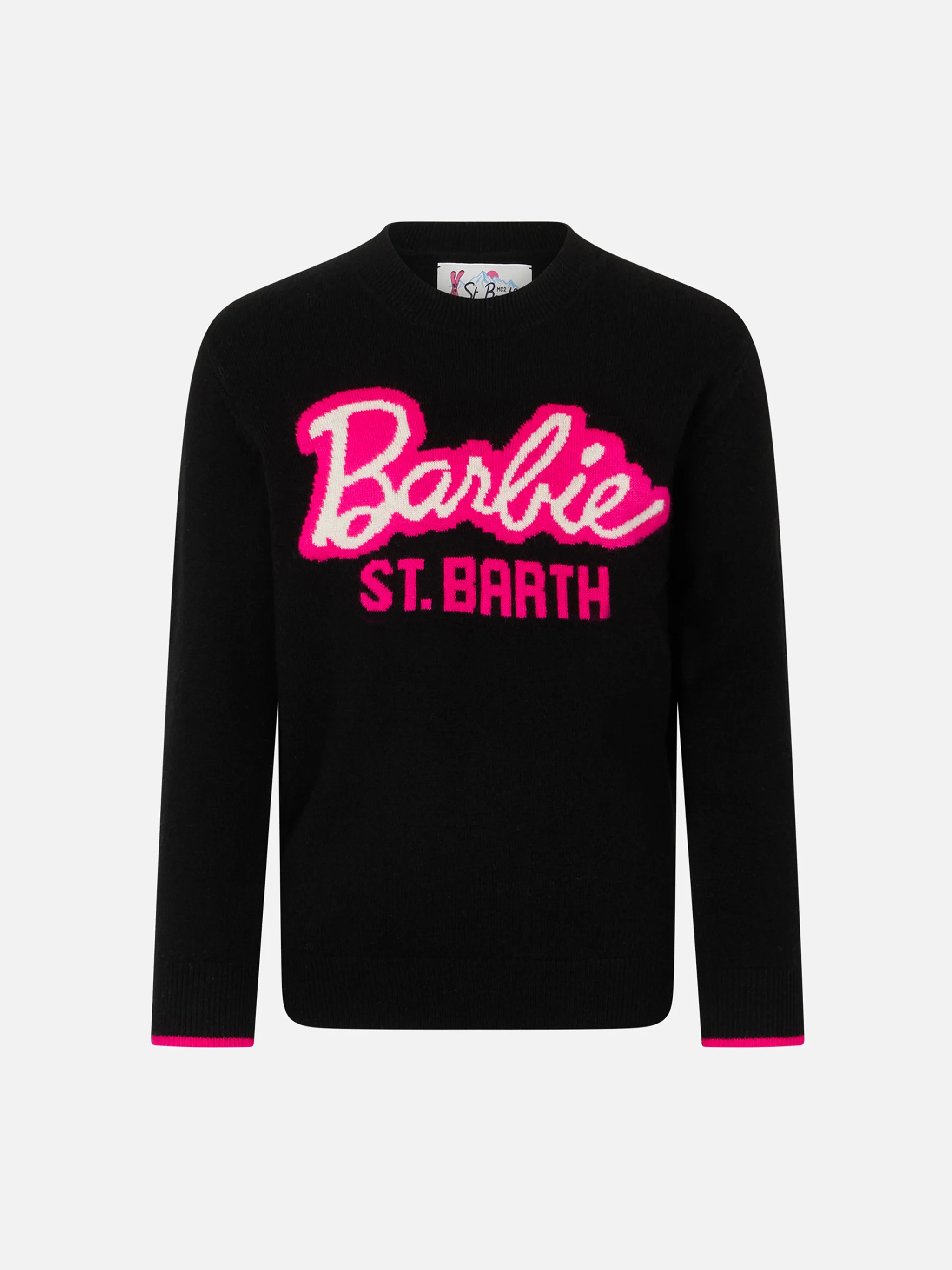 Maglione da bambina a girocollo nero con stampa Barbie | EDIZIONE SPEC