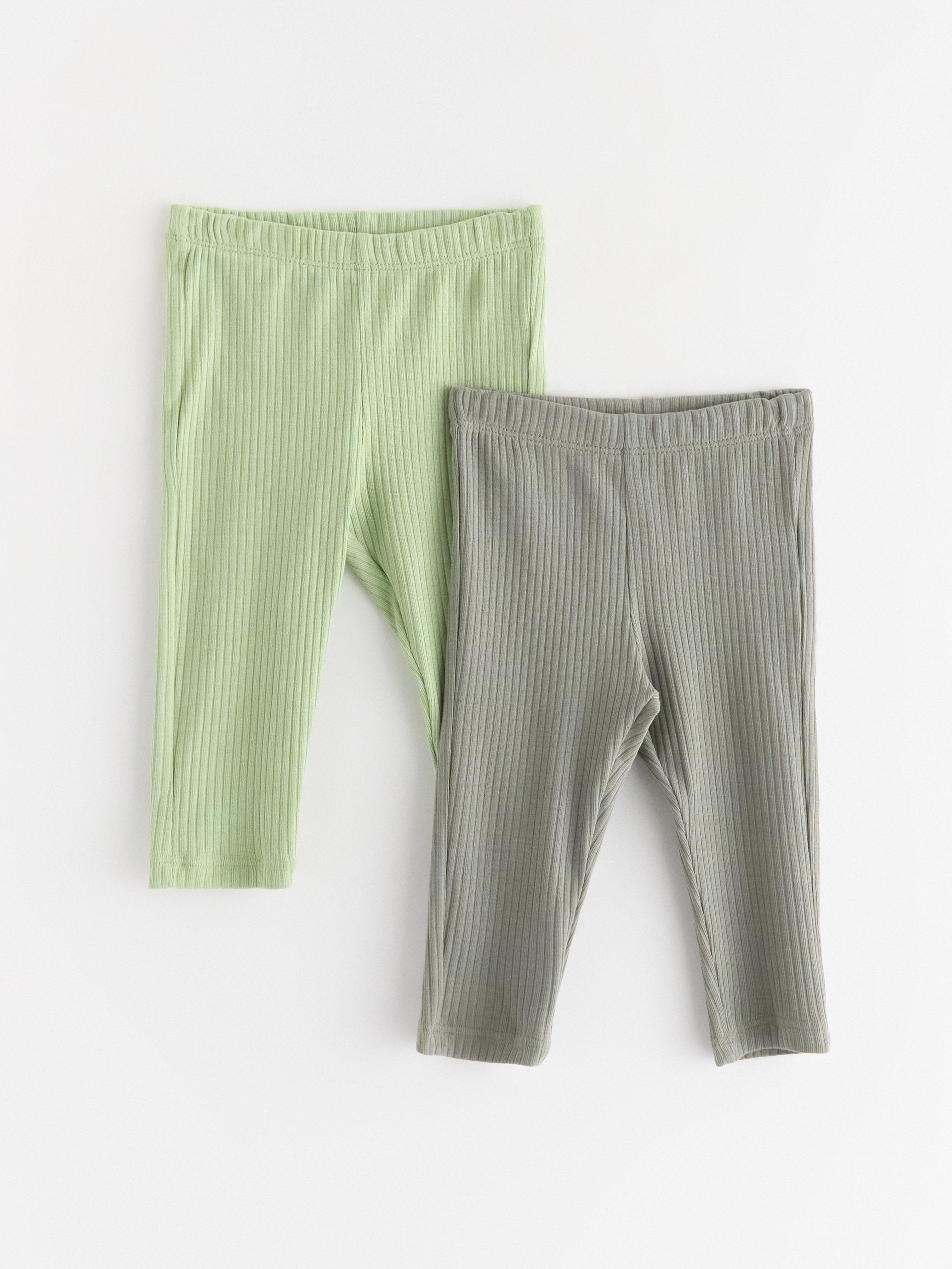 2-pack ribbade leggings Light Dusty Green