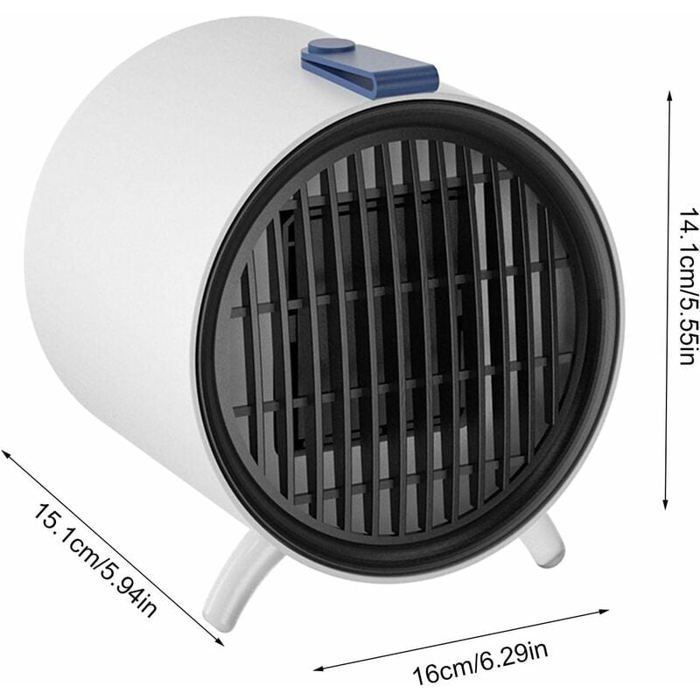 Mini Chauffage d'appoint 500W, Radiateur Électrique Compact, Utilisation Bureau, Chambre