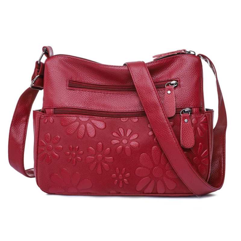 Sac bandoulière décontracté à deux compartiments pour femme, grande capacité, avec poches multiples, en cuir.