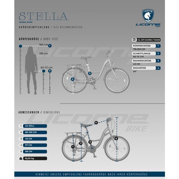 Licorne Bike Stella Premium Vélo de Ville – Vélo Hollandais Confortable,  (Blanc 24)