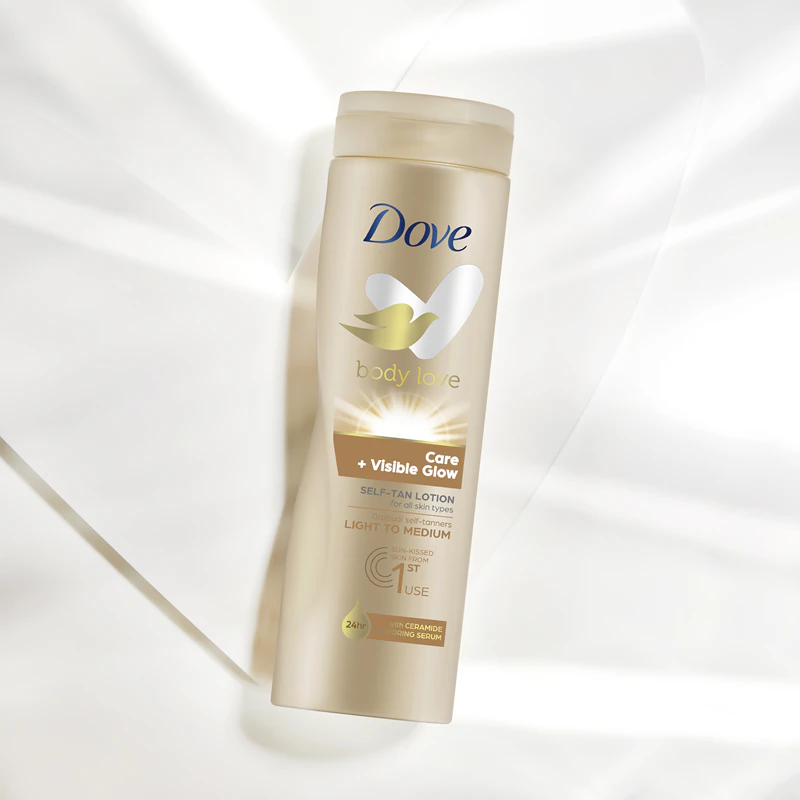 Leite autobronzeador Dove Care & Visible Glow