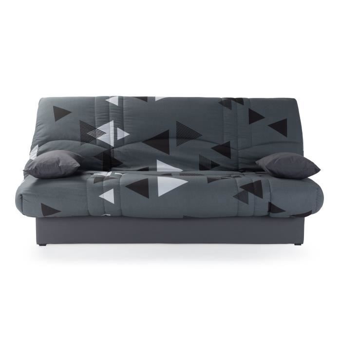 Sofá cama clic-clac de 3 plazas - Tela con estampado Bikini gris - 190 x 92 cm - DREAM - Estilo contemporáneo