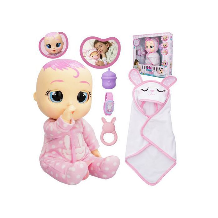 Cry Babies Bébé qui pleure Newborn Coney, poupée + accessoires, interactive, grande 30 cm, larmes et sons