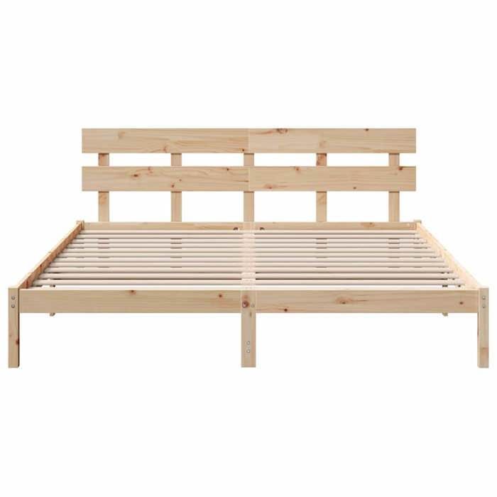 Cama doble CHIC para adultos - Estructura de cama de 200 x 200 cm, color marrón, madera maciza de pino #Sara36281