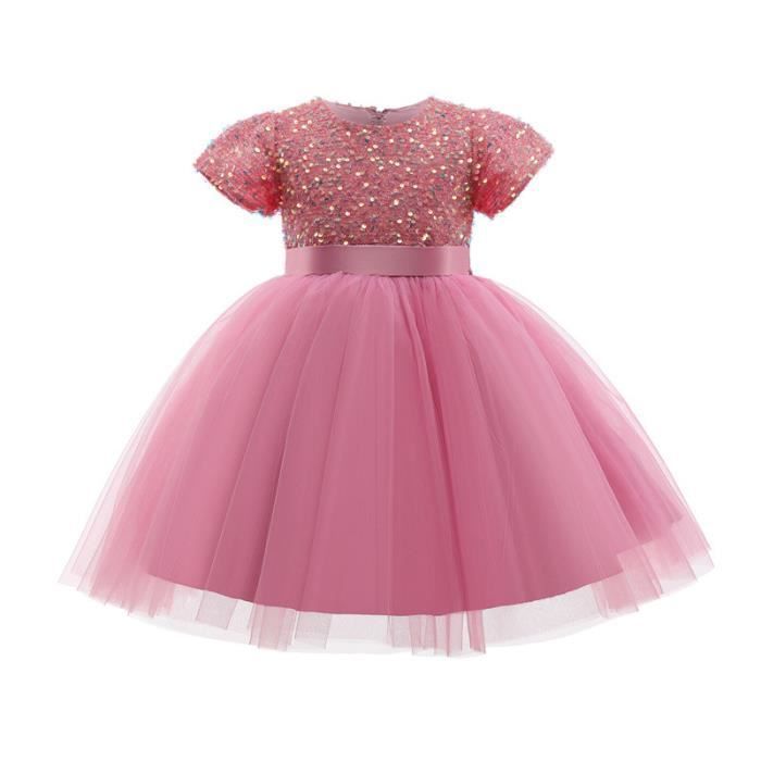 Vestido tutú para niñas pequeñas, ropa de lentejuelas de felpa, rosa