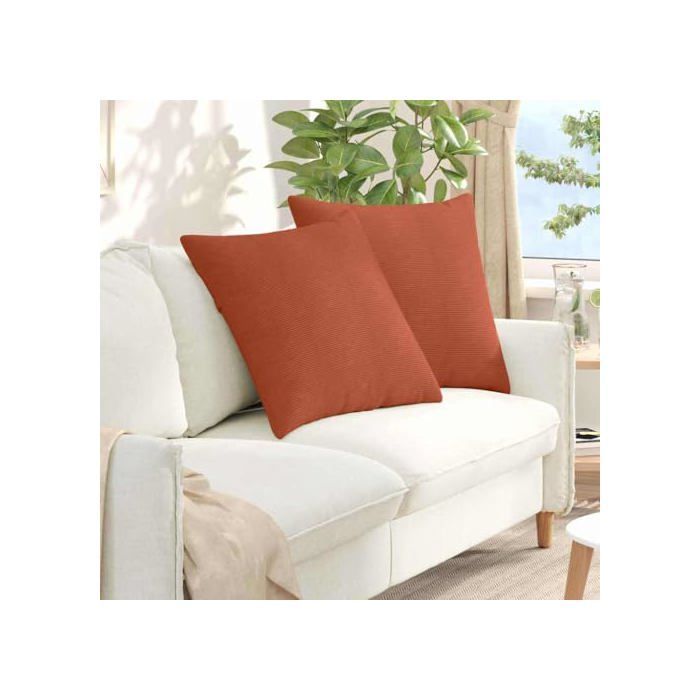Sofakissen aus Cord – vidaXL – Rot-Orange – 60 x 60 x 22 cm – Abnehmbare Bezüge – Polyesterfüllung