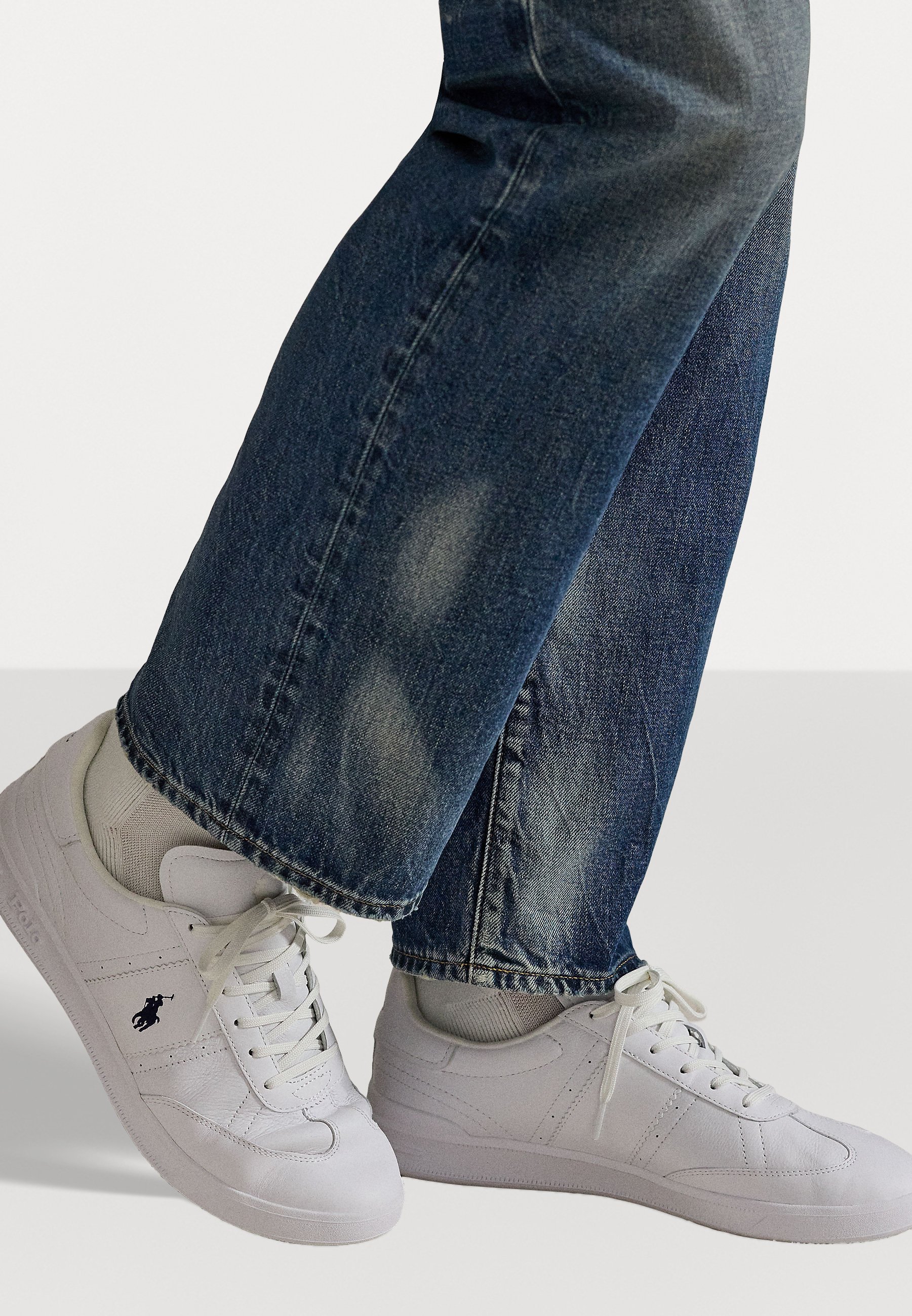 Polo Ralph Lauren HERITAGE AERA SNEAKERS IN PELLE - Sneakers - bianco/blu navy