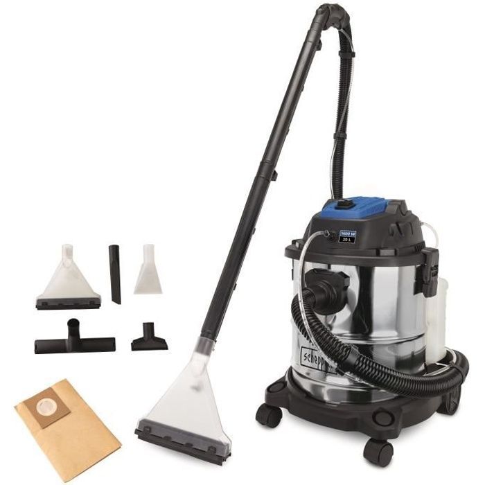Scheppach SprayVac20 Wet & Dry Vacuum Cleaner - 1600W - Stainless Steel Tank - Grey - 5 in 1