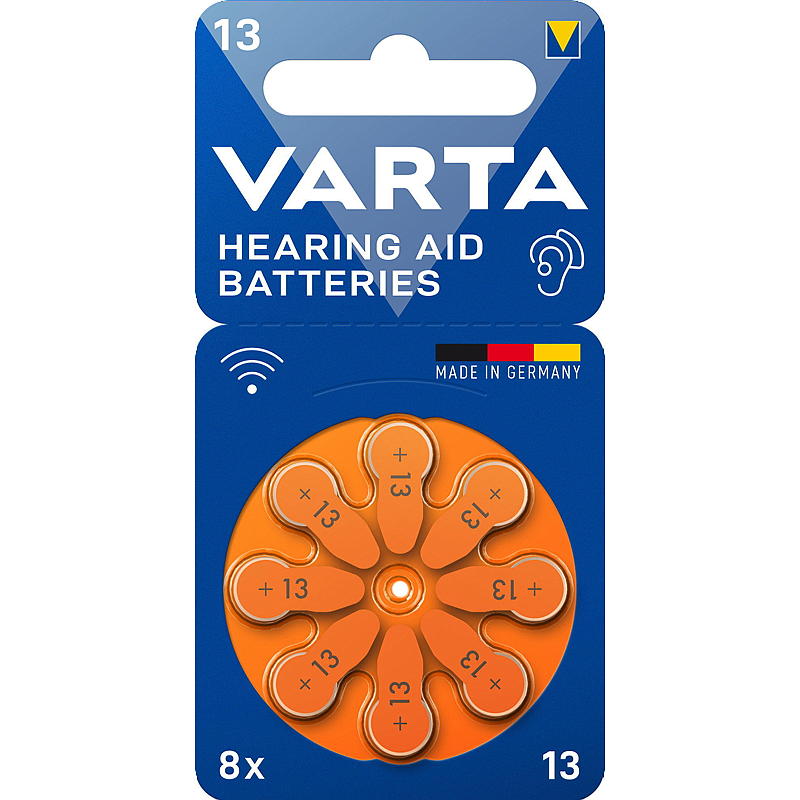 Varta Batterijenset van 8 stuks voor hoortoestellen, maat 13, Varta