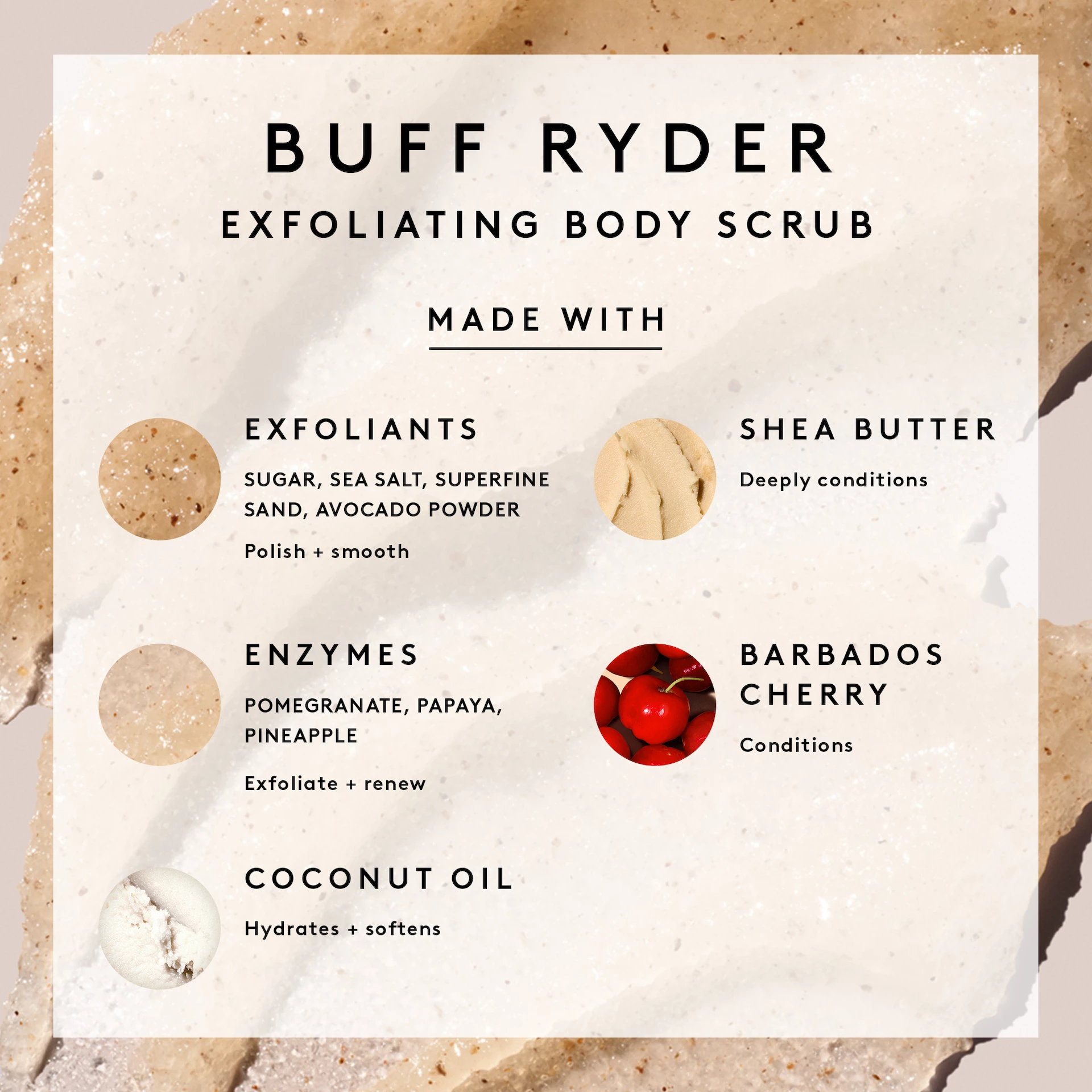 Buff Ryder pīlinga ķermeņa skrubis ar īpaši smalkām smiltīm un augļu enzīmiem 170 g - Fenty Skin
