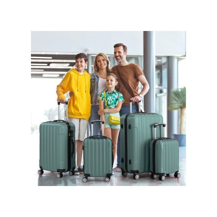 ALIGHTUP - Juego de 4 maletas portátiles 4 en 1 de ABS con ruedas - 44 cm/55 cm/64 cm/75 cm - Verde