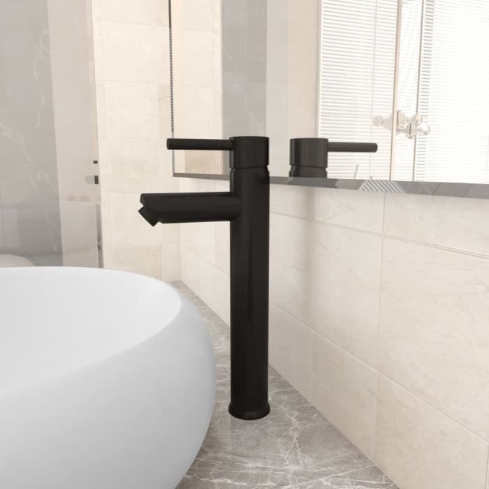 VIDAXL Black Bathroom Faucet - Single Hole - Brass - Contemporary Design
