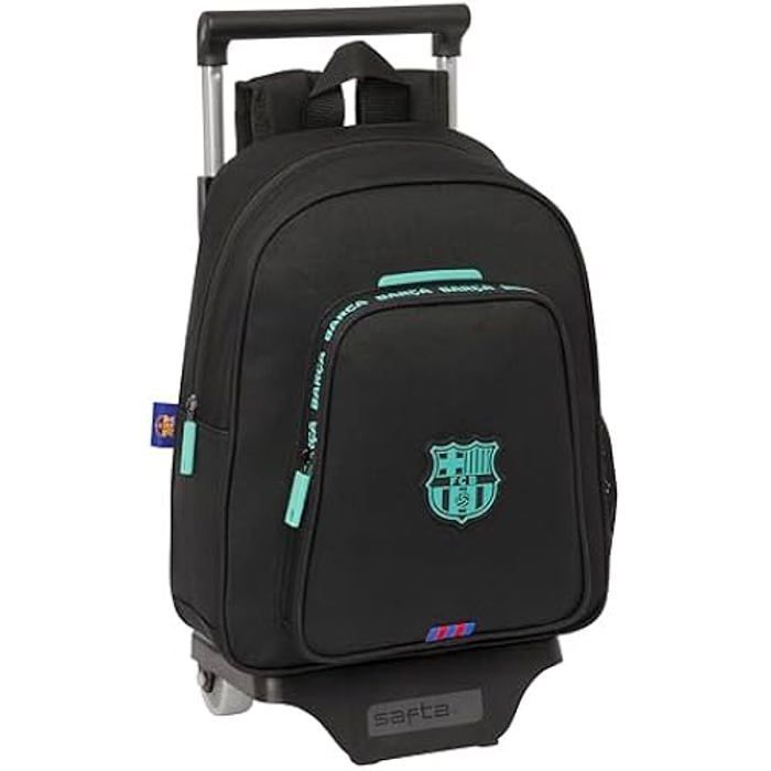 Mochila con ruedas SuperZings SAFTA de 27 x 10 x 33 cm - Negra, unisex para niños, cómoda y duradera.