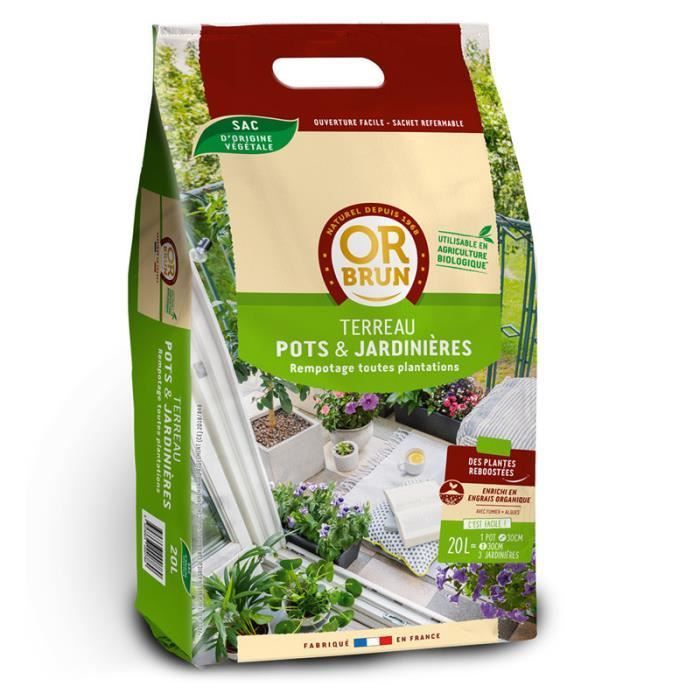 Sustrato para macetas - 20L - Macetas y jardineras - Marrón dorado