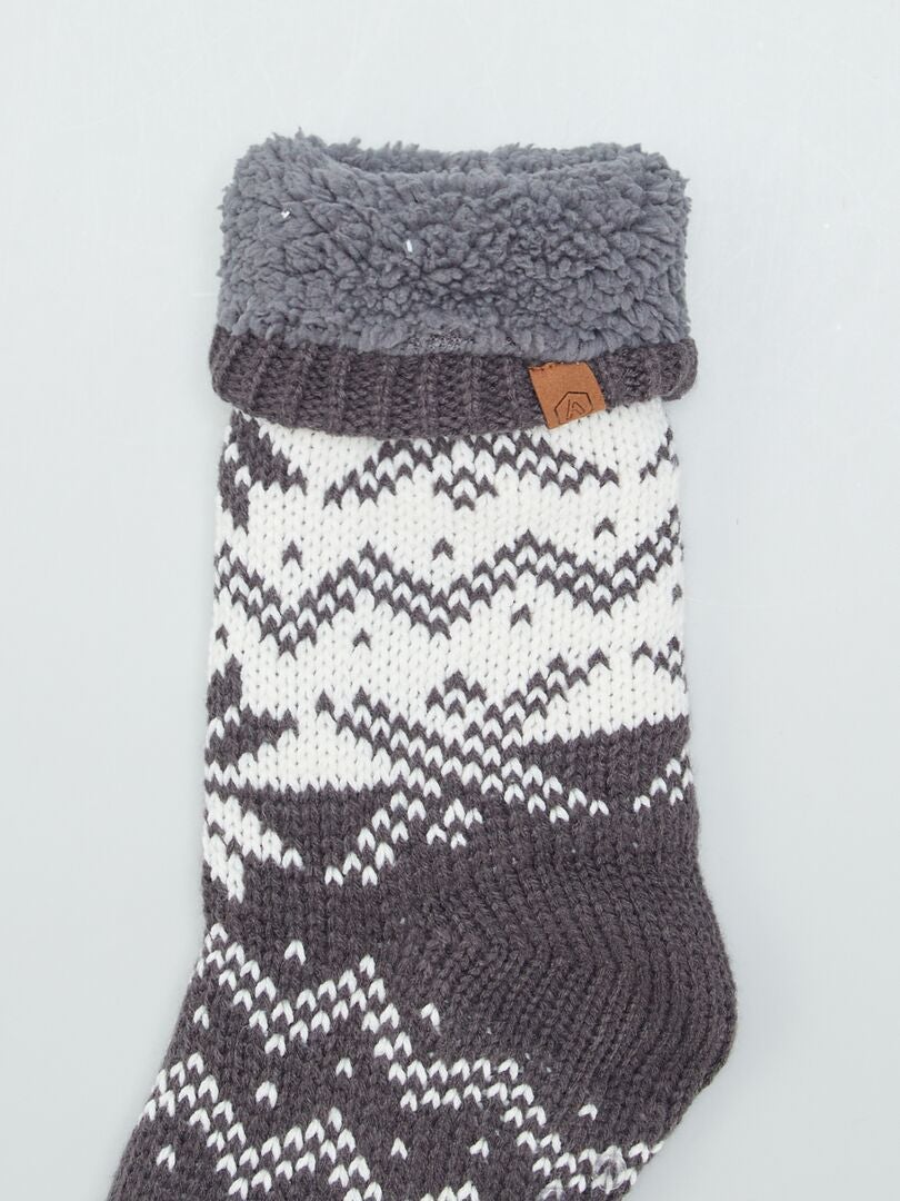 Calcetines forrados con estampado jacquard - GRIS