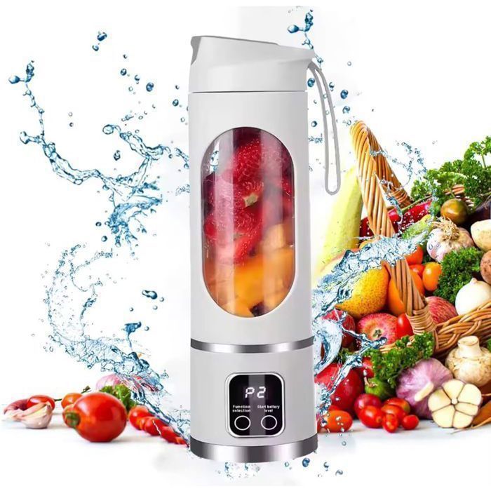 Licuadora portátil recargable por USB – Mini licuadora con 12 cuchillas, tres modos, fácil de limpiar, jugo fresco