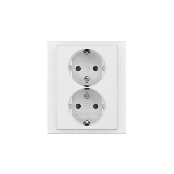 Enchufe eléctrico - BUSCH-JAEGER - 202 Eujb-84 - Doble - Blanco - Rectangular - Interior