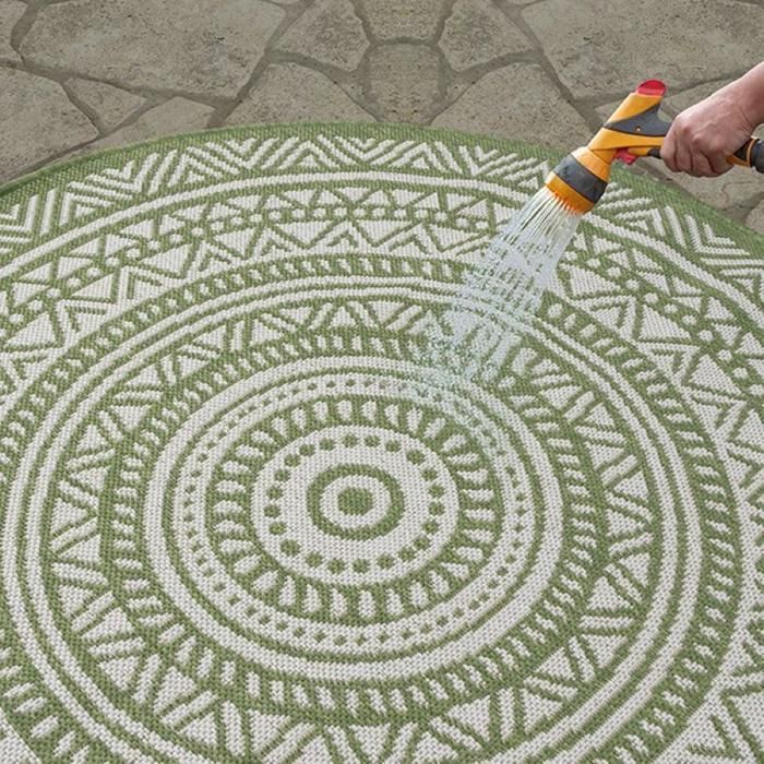 Tapis d'extérieur - THE CARPET - Mistra - Résistant UV - Vert - 120 cm - Rond - Design Mandala