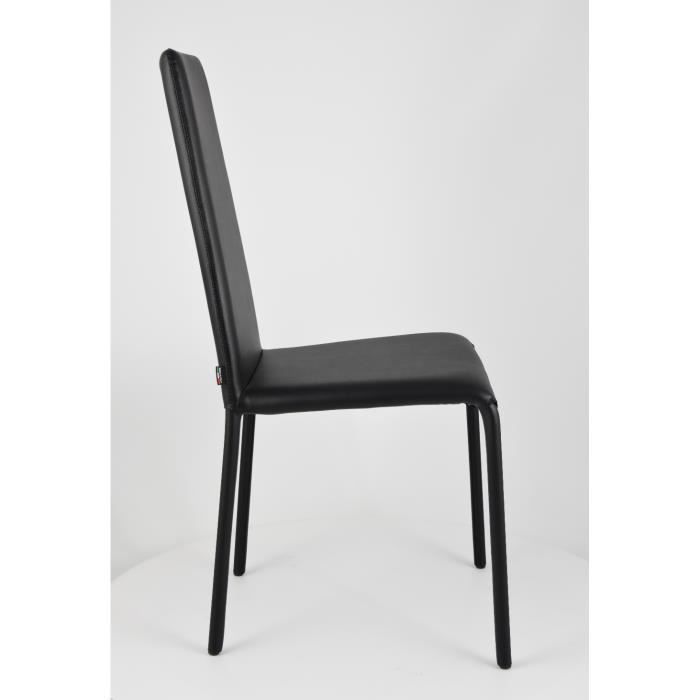 Tommychairs - SOPHIE LUX kitchen chair, steel frame, seat and back upholstered in black faux leather
