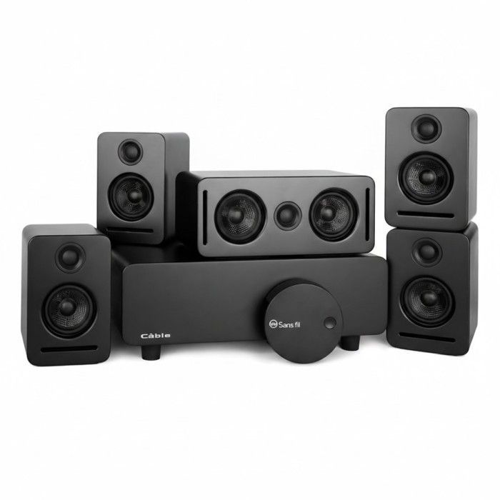 Sistema de cine en casa inalámbrico 5.1 - LANGTU - WiSA THX - Audio de 24 bits 48–96 kHz - ARC/eARC - Negro