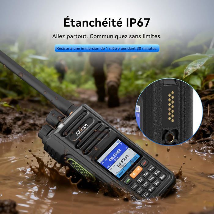 Retevis HA2 Talkie Walkie Bluetooth Radio Amateur, Control por APP, APRS/GPS, Radio Doble Banda, IP67, Aeronáutica, FM, 2800 mAh