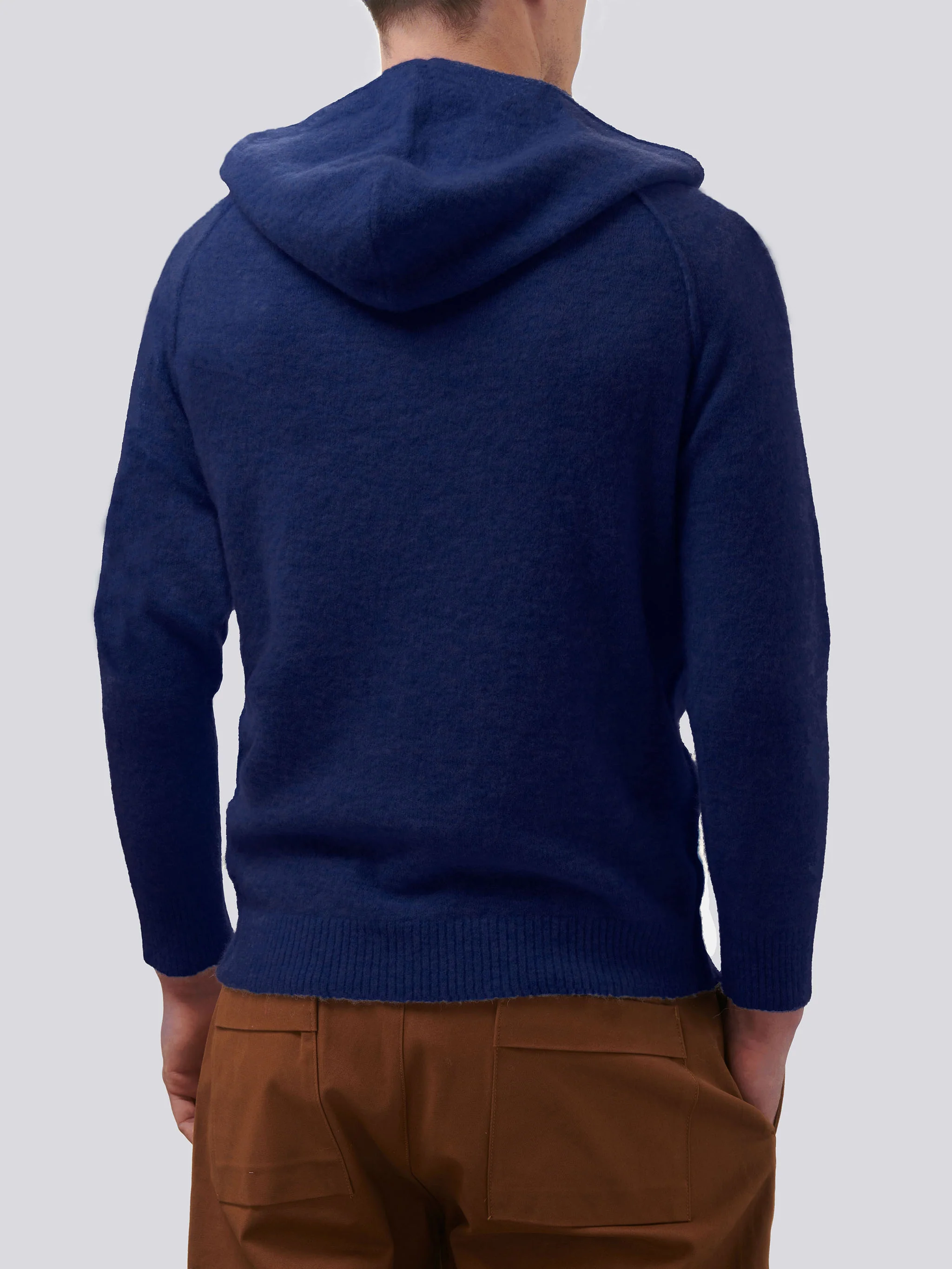 Suéter con capucha de alpaca elástica azul marino Piccadilly