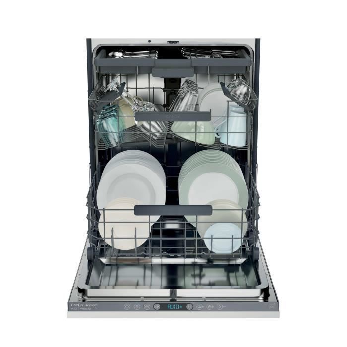 Lava-louças totalmente integrada CANDY CI 4C4F1A Rapido - 14 serviços - Indução - 60 cm de largura - 44 dB - Gaveta para talheres - Classe energética C