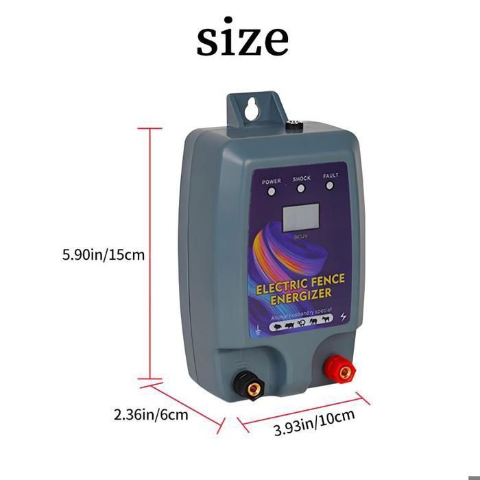 Valla eléctrica de alta potencia para ganado y aves de corral - 3 modos de potencia - Impermeable, pantalla digital - Fácil de usar