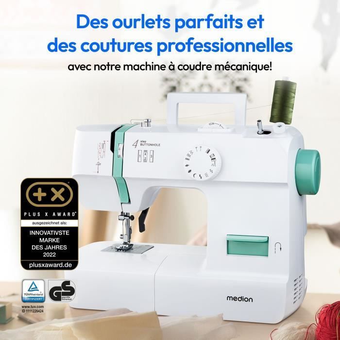 Machine à Coudre - MEDION - SM 70 - 71W - 12 Points - 700 tr/min – LED - Turquoise