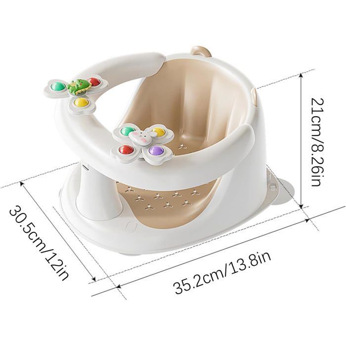 Asiento de baño antideslizante para bebés - 1-3 años - Juguete giratorio - Base antideslizante - Diseño de 360°