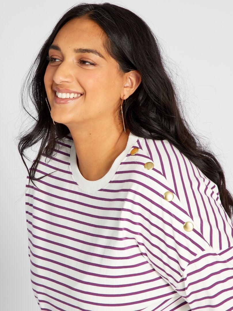 T-shirt met lange mouwen en strepen - WIT