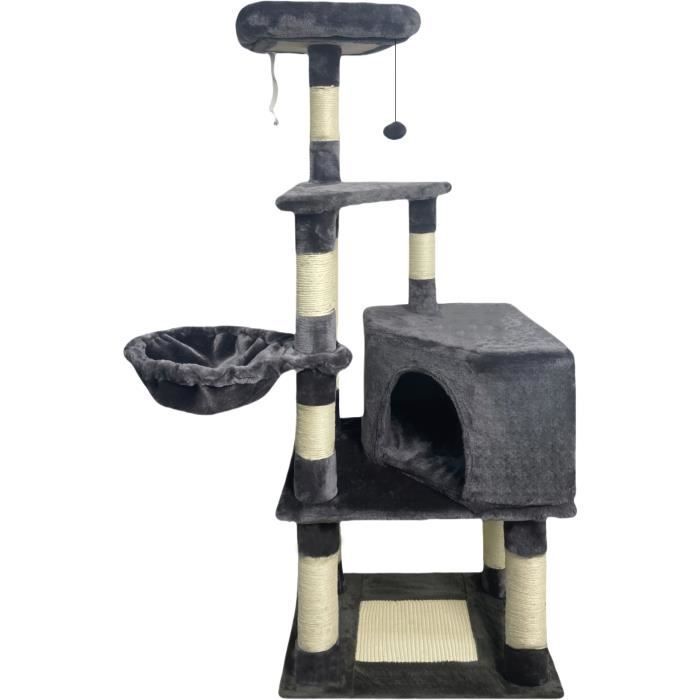 SWIFTY Krabpaal - 55 x 40 x 138 cm - Donkergrijs - 3 platforms, 1 zitplaats, 1 schuilplaats, krabpalen