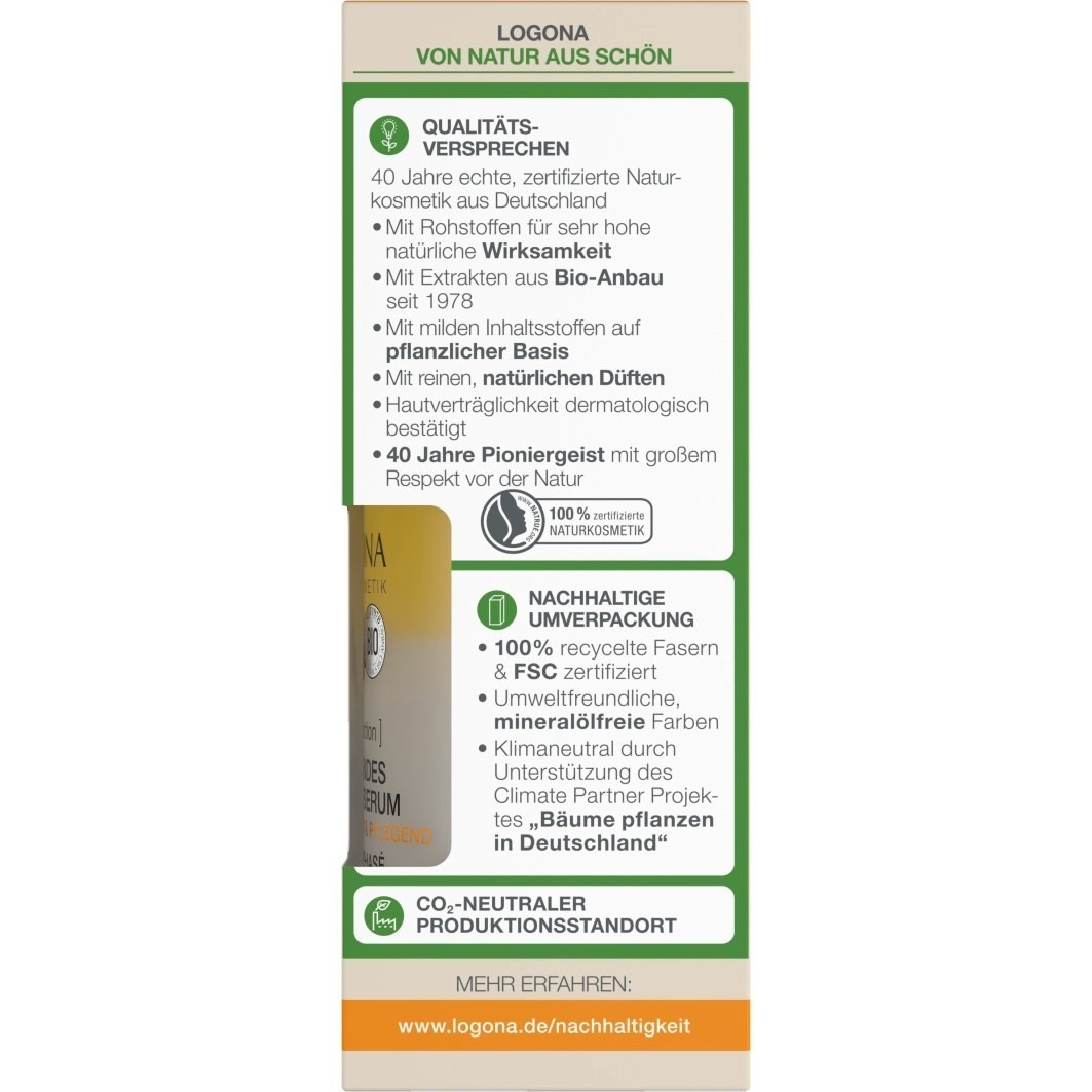 „Logona“ drėkinamasis serumas su senėjimą stabdančiu poveikiu – 30 ml