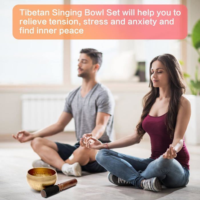 Käsintehty tiibetiläinen äänimalja, 8 cm meditaatiomalja puisella vasaralla + silkkityyny + kello riipus, tiibetiläiset kulhot