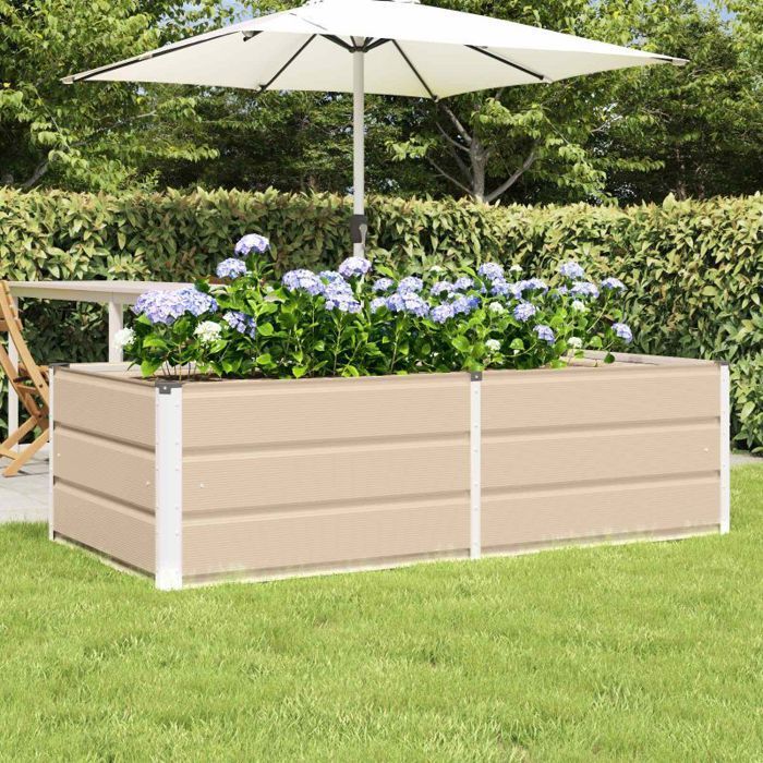 VIDAXL Jardinière / bac à fleurs ivoire 160 x 80 x 45 cm - acier et plastique, intérieur & extérieur