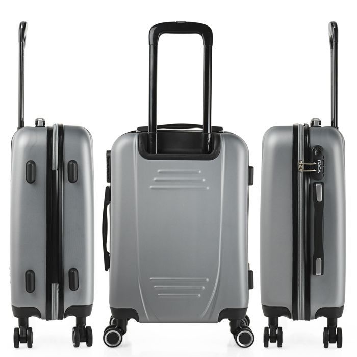 Maleta de cabina - ITACA - 71150 - Gris - 38x55x20 cm - 8 ruedas giratorias de 360°
