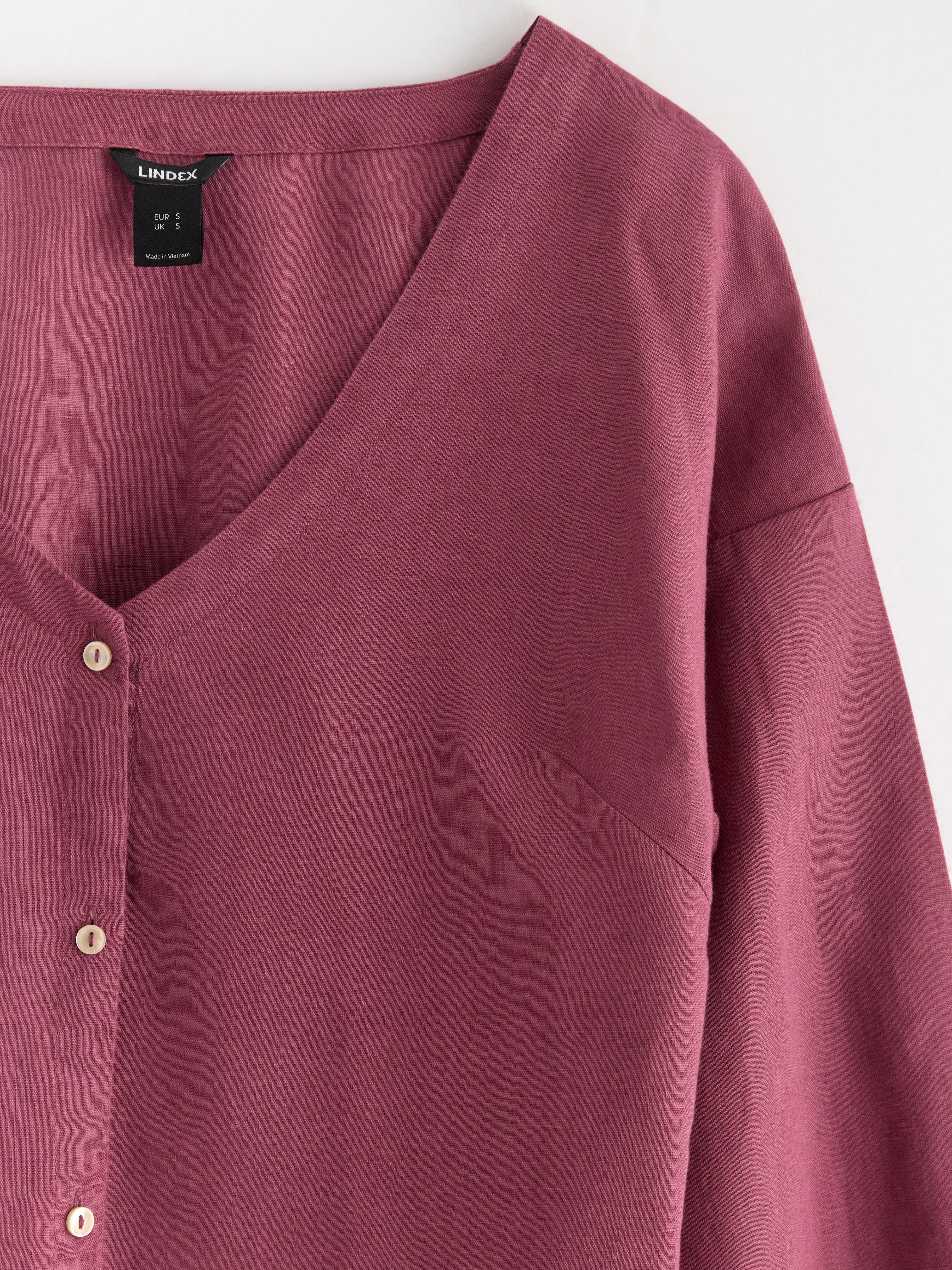 Blus i linning Mørk støvete rosa