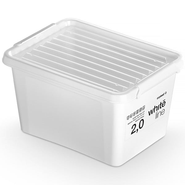 Pojemnik Pudło Plastikowe Z Pokrywą Biały 2 L