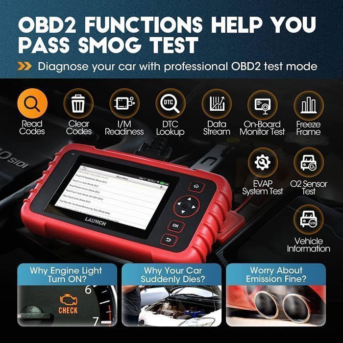 Herramienta de diagnóstico automotriz LAUNCH CRP123X V2.0 para 4 sistemas (motor, ABS, SRS, transmisión automática) 7 reinicios Diagnóstico de servicio OBD2