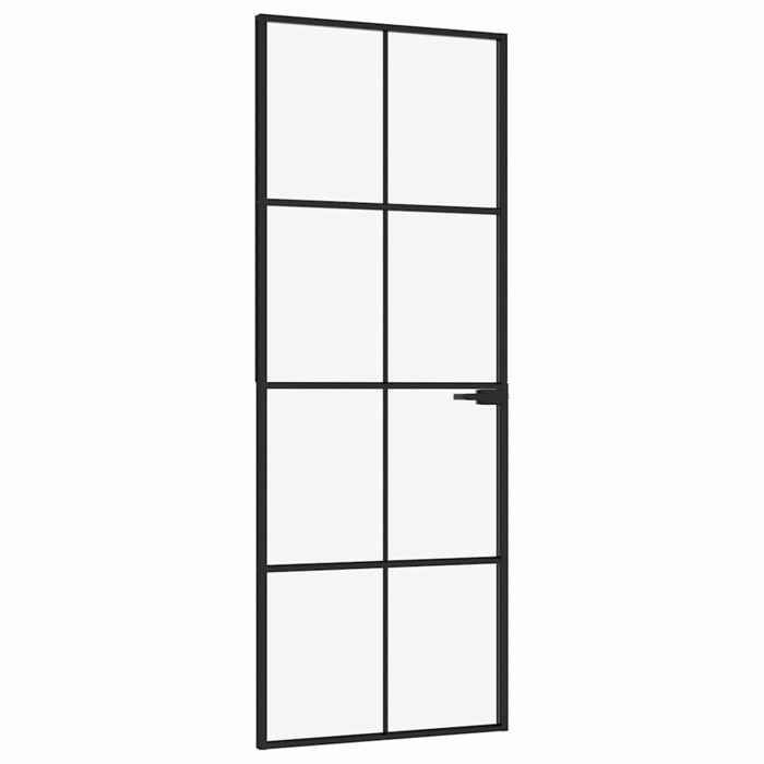 vidaXL Porte d'intérieur Noir 76x201,5 cm Trempé verre aluminium fin 153662