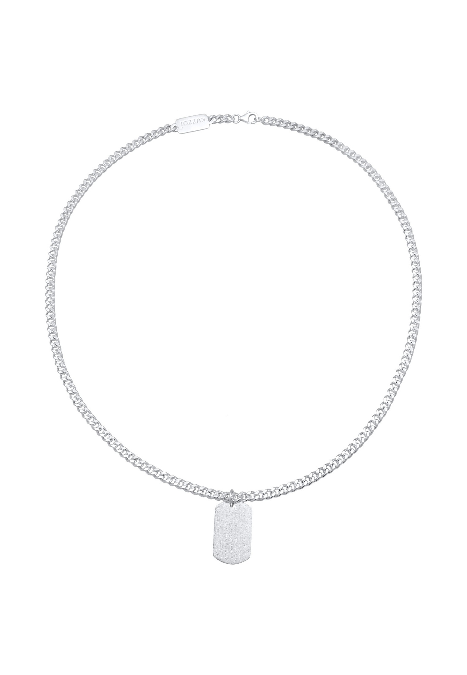 KUZZOI Hommes pendentif plaque mat en argent sterling 925