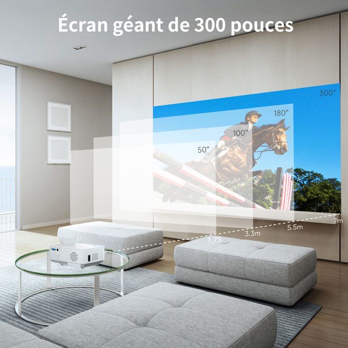 Projetor de vídeo de 20.000 lúmens, Full HD 1080p, Wi-Fi 5G e Bluetooth, mini projetor com tela de 300